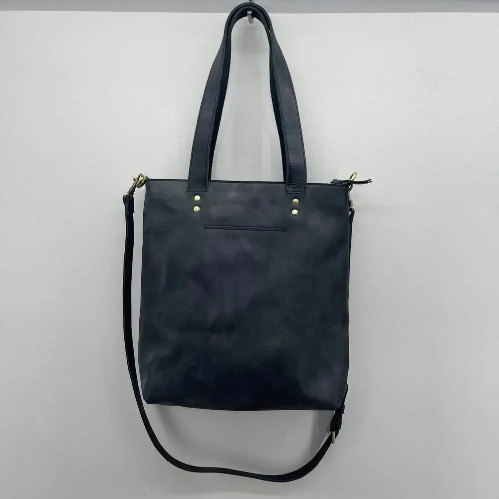 Elevate People Leather Bucket Bag Tote‎ Black Full-Grain Crossbody Minimalist